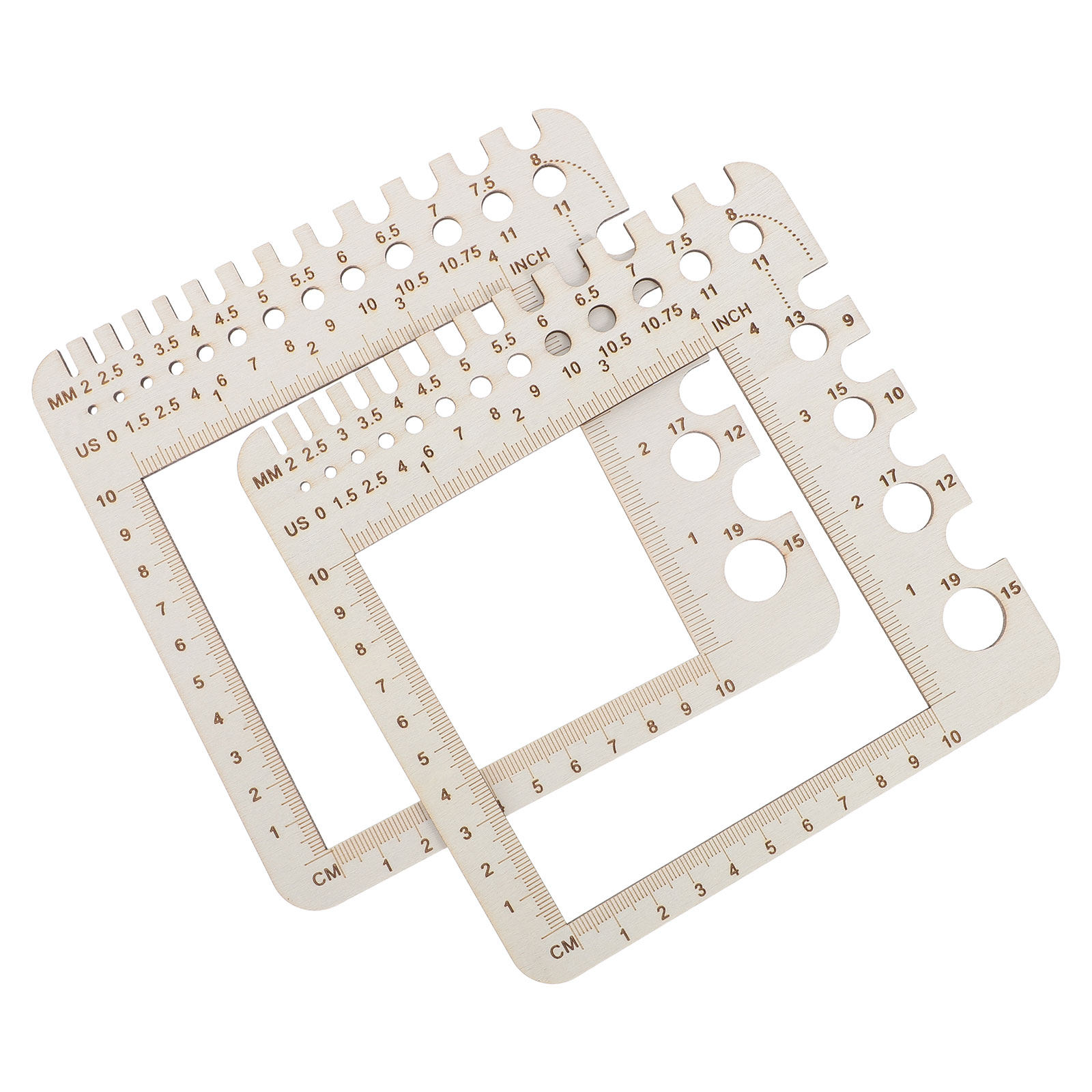 2 buah Penggaris Rajut Kayu, P - Sewing Gauge Ruler ulasan dan harga