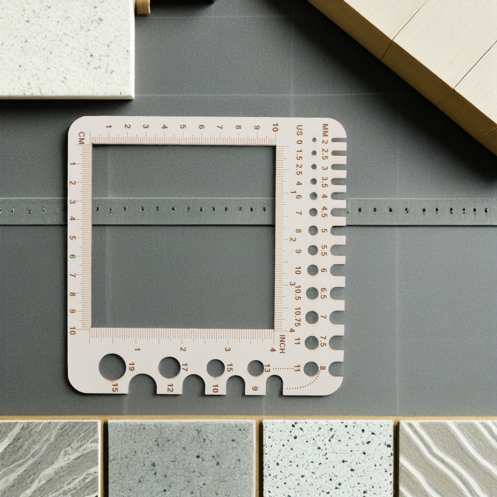 2 buah Penggaris Rajut Kayu, P - Sewing Gauge Ruler ulasan dan harga