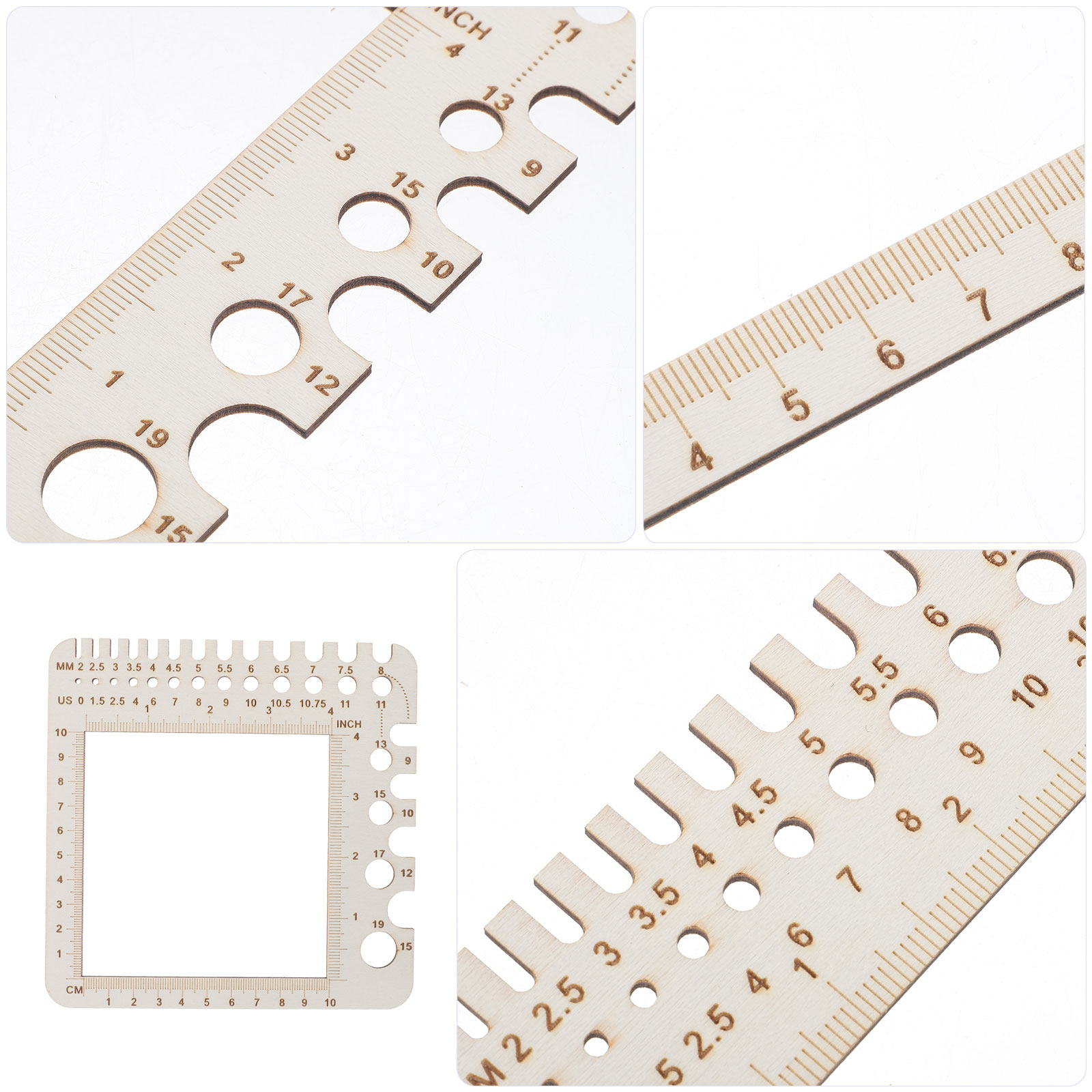 2 buah Penggaris Rajut Kayu, P - Sewing Gauge Ruler ulasan dan harga